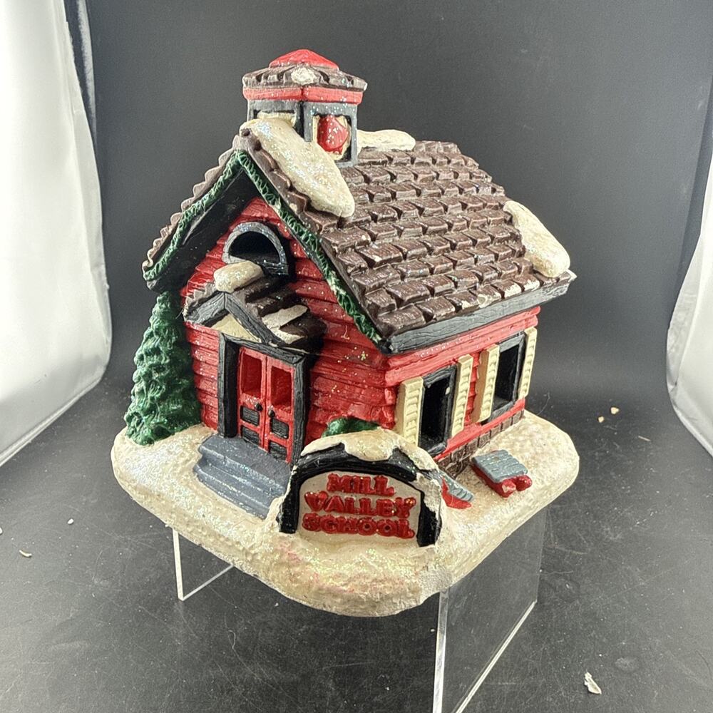 Vintage Mill Valley School Christmas Village Schoolhouse Building Holiday Decor
